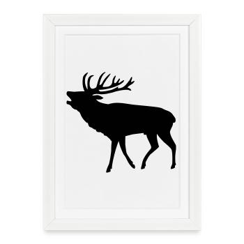 Deer - Framed poster (27 × 37 cm) - white - Front