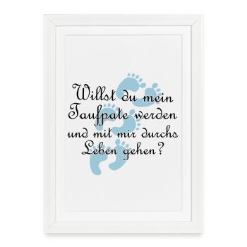 Taufpate Pate Gedi Farbe frei wählbar Geschenk - Gerahmtes Poster (27 × 37 cm) - Weiß - Vorne