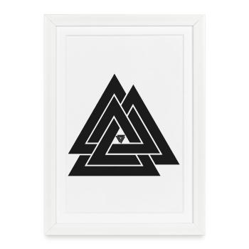 Valknut symbole viking - Affiche encadrée (27 × 37 cm) - blanc - Devant