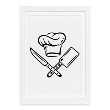 Cuisiner, chapeau de chef - Affiche encadrée (27 × 37 cm) - blanc - Devant