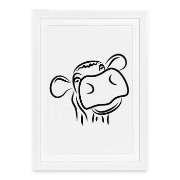 vache des agriculteurs - animaux de ferme - vache - Affiche encadrée (27 × 37 cm) - blanc - Devant