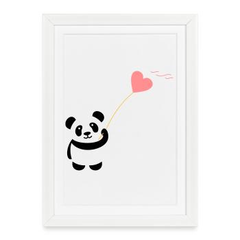 panda heart cute balloon bear big thick kusch - Framed poster (27 × 37 cm) - white - Front