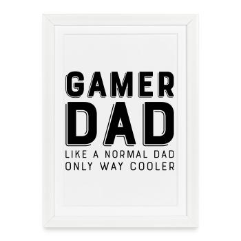 Papa gamer - Affiche encadrée (27 × 37 cm) - blanc - Devant