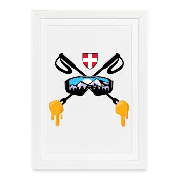 Savoie Ski et fondue savoyarde Cadeau Haute Savoie - Affiche encadrée (27 × 37 cm) - blanc - Devant
