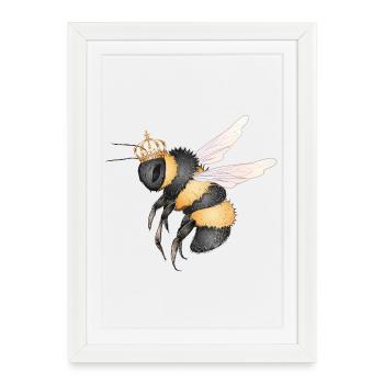 Dessin d’un bourdon volant avec couronne - Affiche encadrée (27 × 37 cm) - blanc - Devant