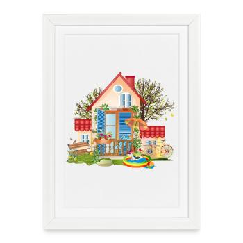 Maison de rêve pour tomber amoureux - Villa avec grand jardin - Affiche encadrée (27 × 37 cm) - blanc - Devant