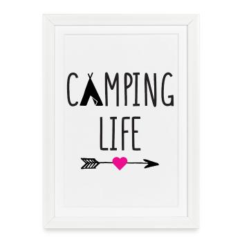 La vie en camping - Affiche encadrée (27 × 37 cm) - blanc - Devant
