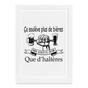 HARD ATHLETIC DRINK, c'est pas évident comme sport - Affiche encadrée (27 × 37 cm) - blanc - Devant