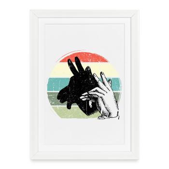 Giraffe Silhouette Retro Sunset - Framed poster (27 × 37 cm) - white - Front