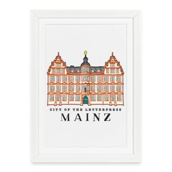 Mayence, ville de l’impression de livres, Allemagne - Affiche encadrée (27 × 37 cm) - blanc - Devant