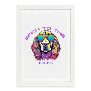 Chien de bain avec des lunettes de soleil Culture - Affiche encadrée (27 × 37 cm) - blanc - Devant