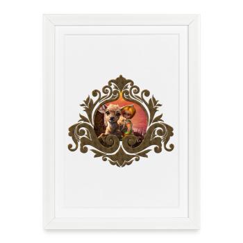 La petite fée et le faon mignon - Affiche encadrée (27 × 37 cm) - blanc - Devant