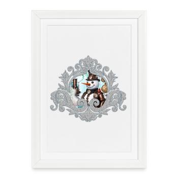 Snowman in time! - Framed poster (27 × 37 cm) - white - Front