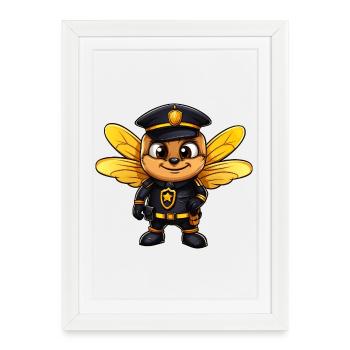 Abeille de la police - Affiche encadrée (27 × 37 cm) - blanc - Devant
