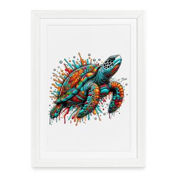 Turtle - Framed poster (27 × 37 cm) - white - Front