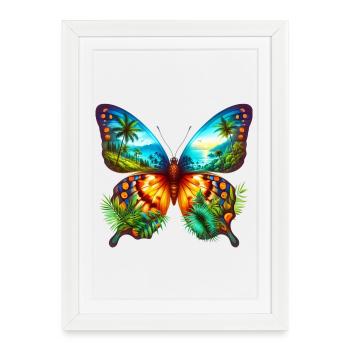 Papillon - Affiche encadrée (27 × 37 cm) - blanc - Devant