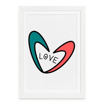 LOVE. CŒUR. CŒURS. COEUR. FÊTE DES PERES - Affiche encadrée (27 × 37 cm) - blanc - Devant