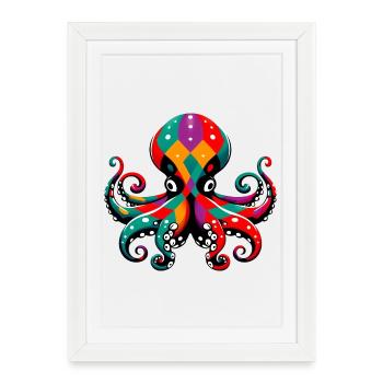 Pieuvre arlequin - Affiche encadrée (27 × 37 cm) - blanc - Devant