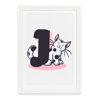 Lettre Chat J - Affiche encadrée (27 × 37 cm) - blanc - Devant