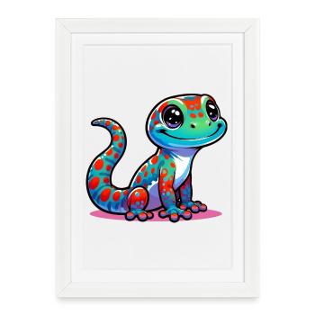 Gecko - Affiche encadrée (27 × 37 cm) - blanc - Devant