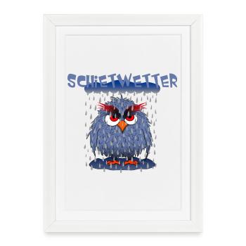 Owl Bad weather - Framed poster (27 × 37 cm) - white - Front
