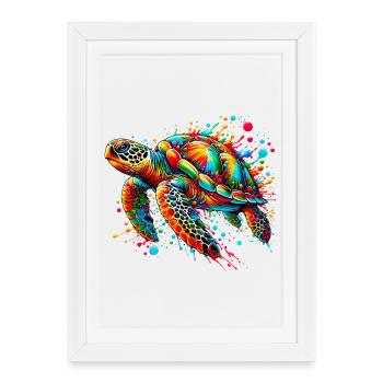 Turtle - Framed poster (27 × 37 cm) - white - Front