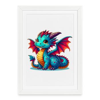 Dragon - Affiche encadrée (27 × 37 cm) - blanc - Devant