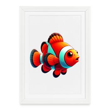 Poisson-clown - Affiche encadrée (27 × 37 cm) - blanc - Devant