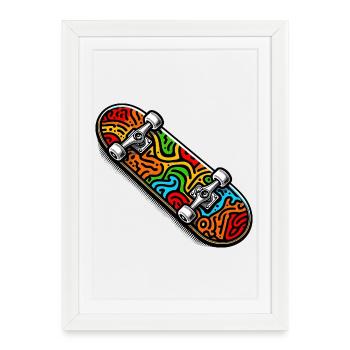 Skateboard - Framed poster (27 × 37 cm) - white - Front