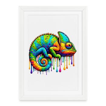 Caméléon - Affiche encadrée (27 × 37 cm) - blanc - Devant