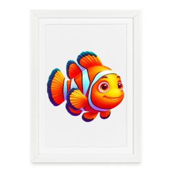 Poisson-clown - Affiche encadrée (27 × 37 cm) - blanc - Devant