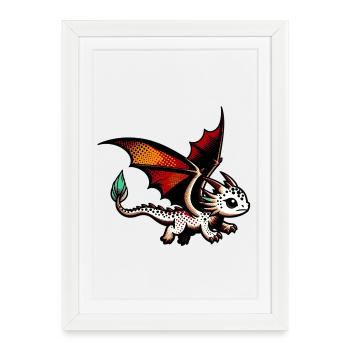 Dragon - Affiche encadrée (27 × 37 cm) - blanc - Devant