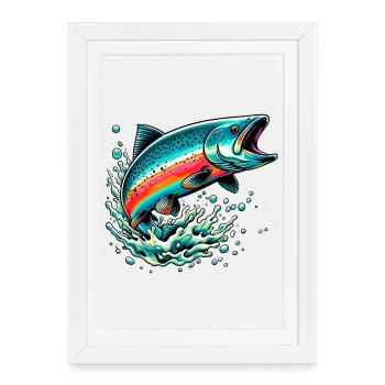 Saumon - Affiche encadrée (27 × 37 cm) - blanc - Devant