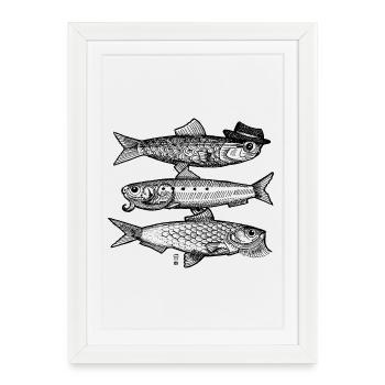 3 Poissons - Affiche encadrée (27 × 37 cm) - blanc - Devant