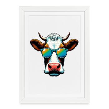 Cow - Framed poster (27 × 37 cm) - white - Front