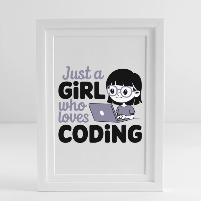 Nur ein Mädchen, das das Programmieren liebt Gerahmtes Poster (27 × 37 cm)