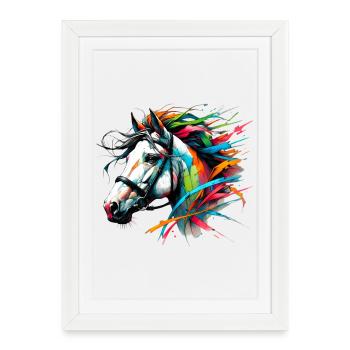 Cheval - Affiche encadrée (27 × 37 cm) - blanc - Devant