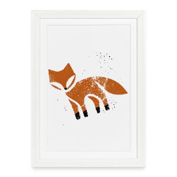 Rustic fox in stamp look - Framed poster (27 × 37 cm) - white - Front