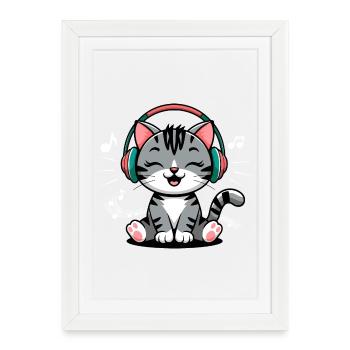 Music Cat clef design for musicians and musicians - Framed poster (27 × 37 cm) - white - Front
