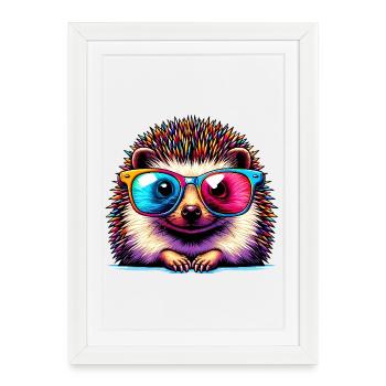 Hedgehog with sunglasses - Framed poster (27 × 37 cm) - white - Front