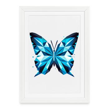 Papillon bleu – Art élégant de la nature - Affiche encadrée (27 × 37 cm) - blanc - Devant