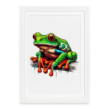 Grenouille - Affiche encadrée (27 × 37 cm) - blanc - Devant