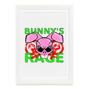 Raging Bunny - Framed poster (27 × 37 cm) - white - Front