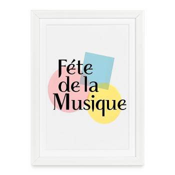 Fête de la Musique Pastel - Affiche encadrée (27 × 37 cm) - blanc - Devant