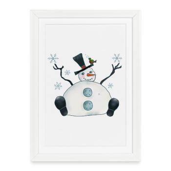 Dicker Schneemann - Gerahmtes Poster (27 × 37 cm) - Weiß - Vorne