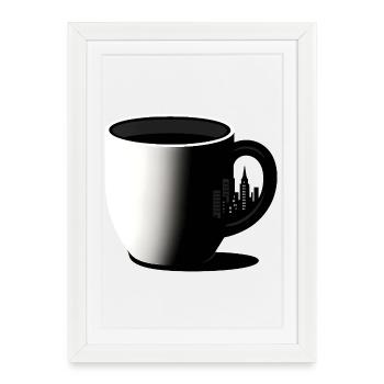 City Skyline Night Mug - Framed poster (27 × 37 cm) - white - Front