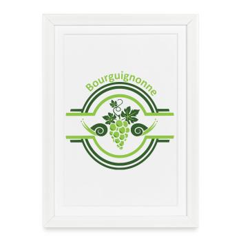 Logo vigne Bourguignonne avec des escargots  - Affiche encadrée (27 × 37 cm) - blanc - Devant
