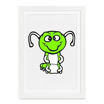 Caterpillar Friendly sweet lovely smiles happy Comic - Framed poster (27 × 37 cm) - white - Front