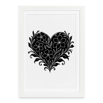 Cœur floral frappant, motif floral avec cœur - Affiche encadrée (27 × 37 cm) - blanc - Devant