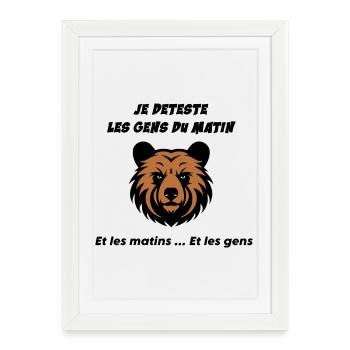 Tête d'ours en colère - Affiche encadrée (27 × 37 cm) - blanc - Devant